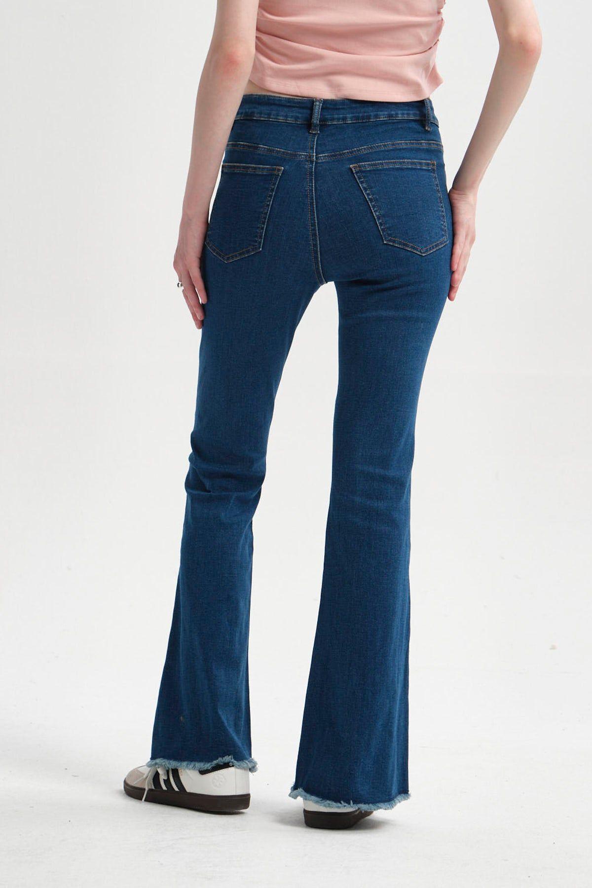 Jeans Mujer Flare Corte Azul-2