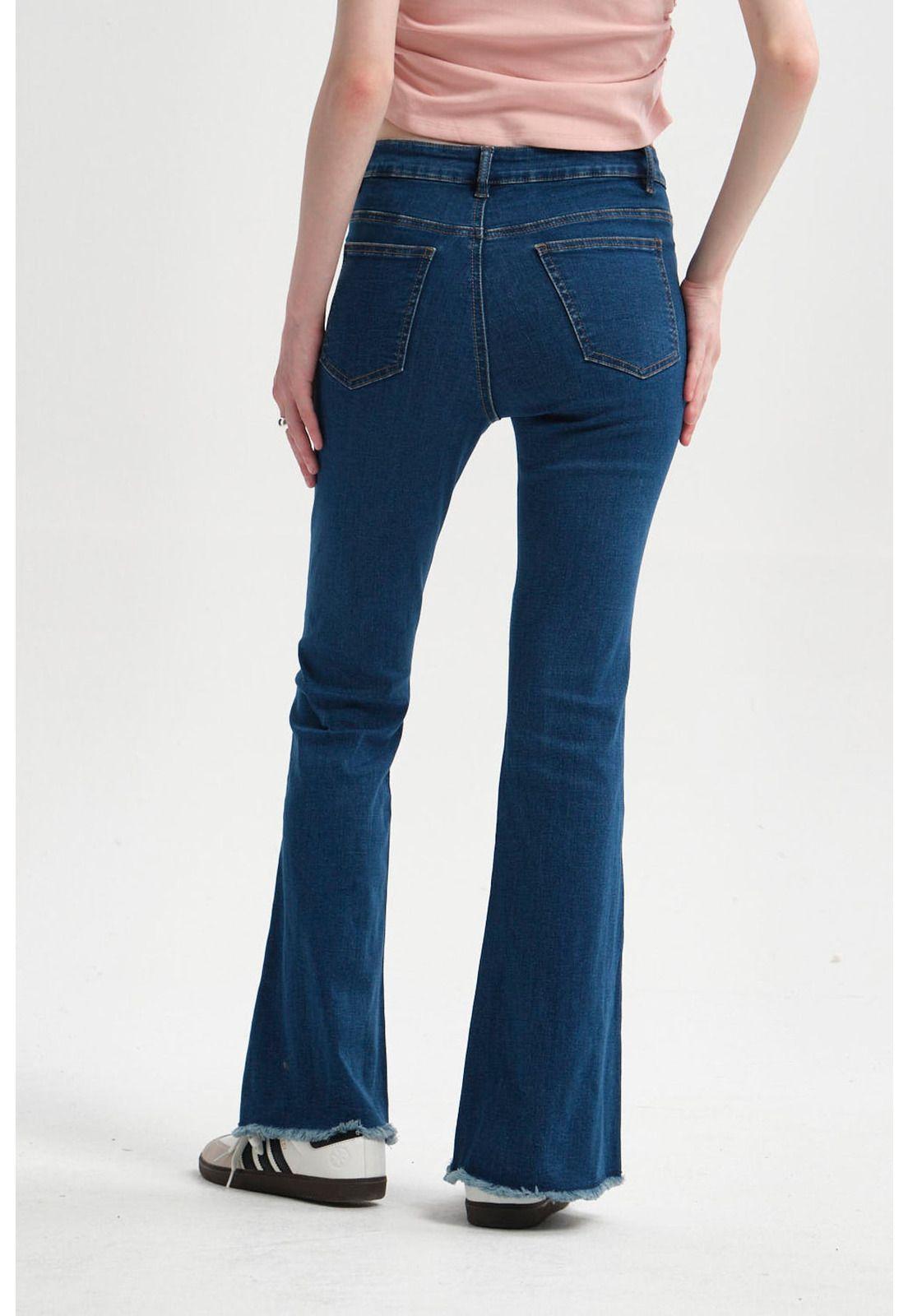 Jeans Mujer Flare Corte Azul-2