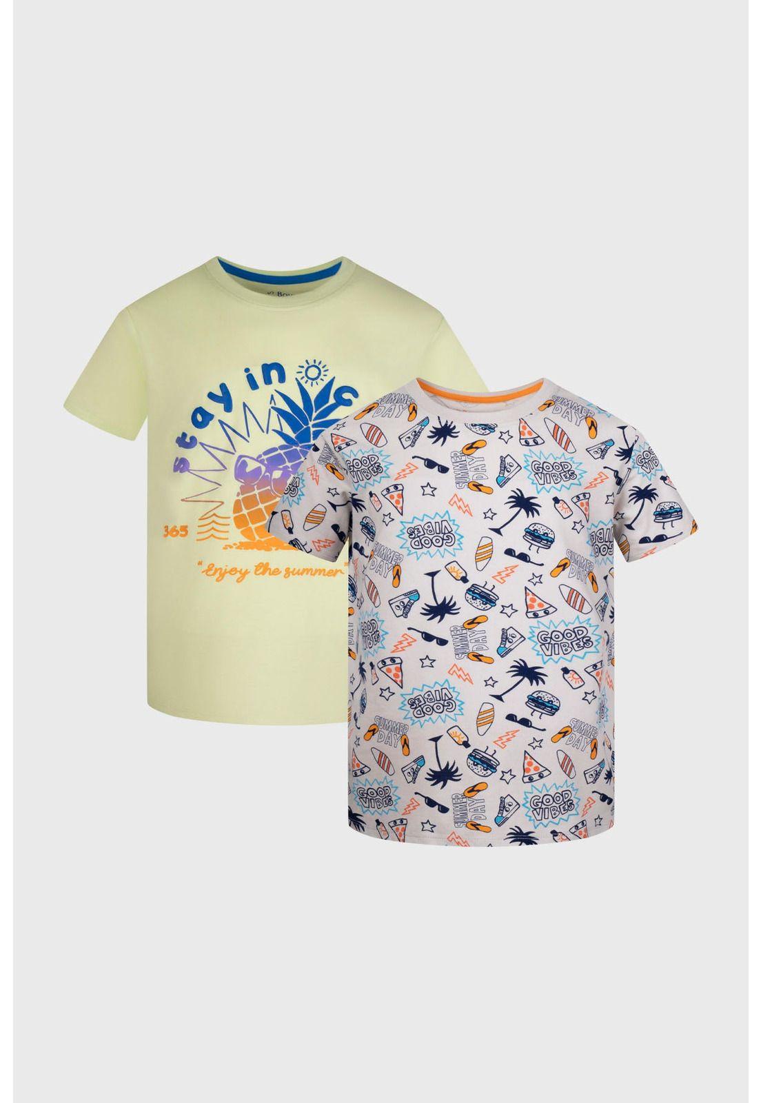 Polera Niño Bipack Verde Claro-0