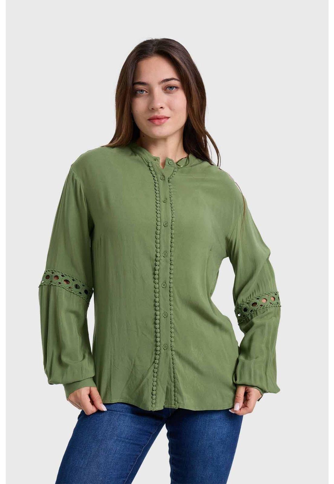 Blusa Mujer Macramé Verde-0