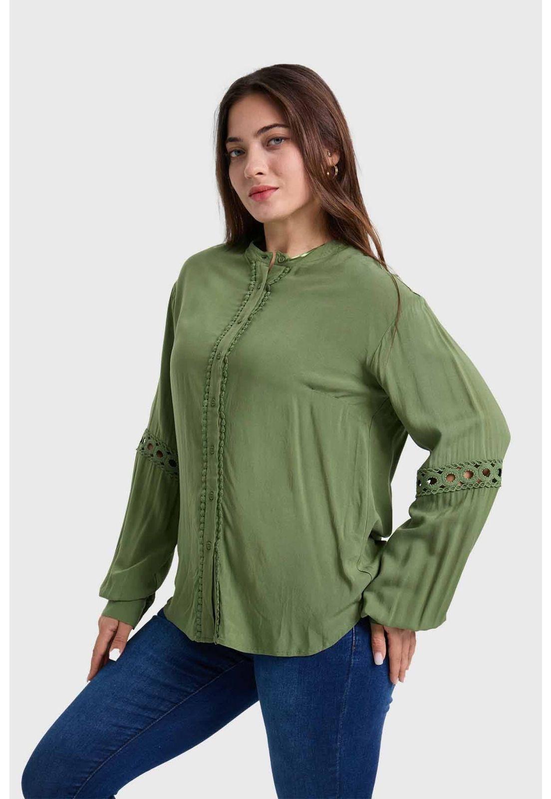 Blusa Mujer Macramé Verde-1