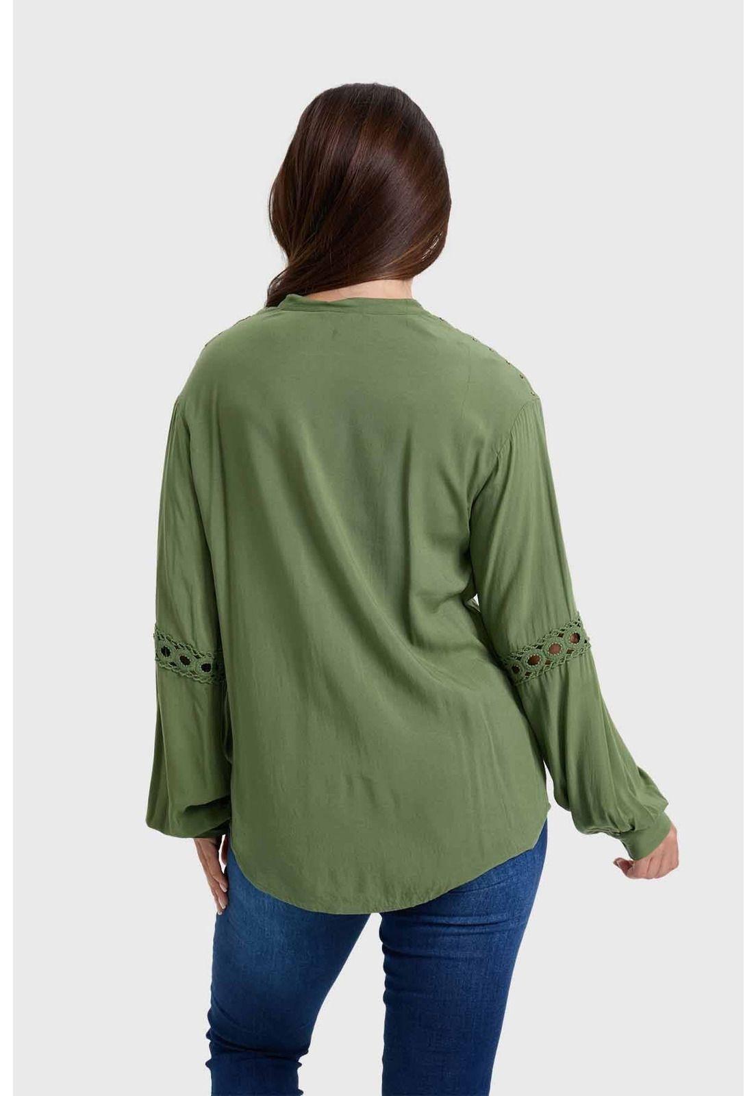 Blusa Mujer Macramé Verde-2