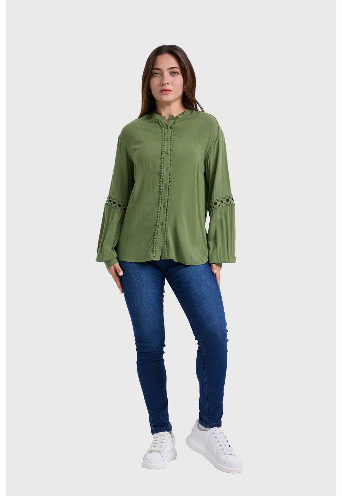 Blusa Mujer Macramé Verde-3