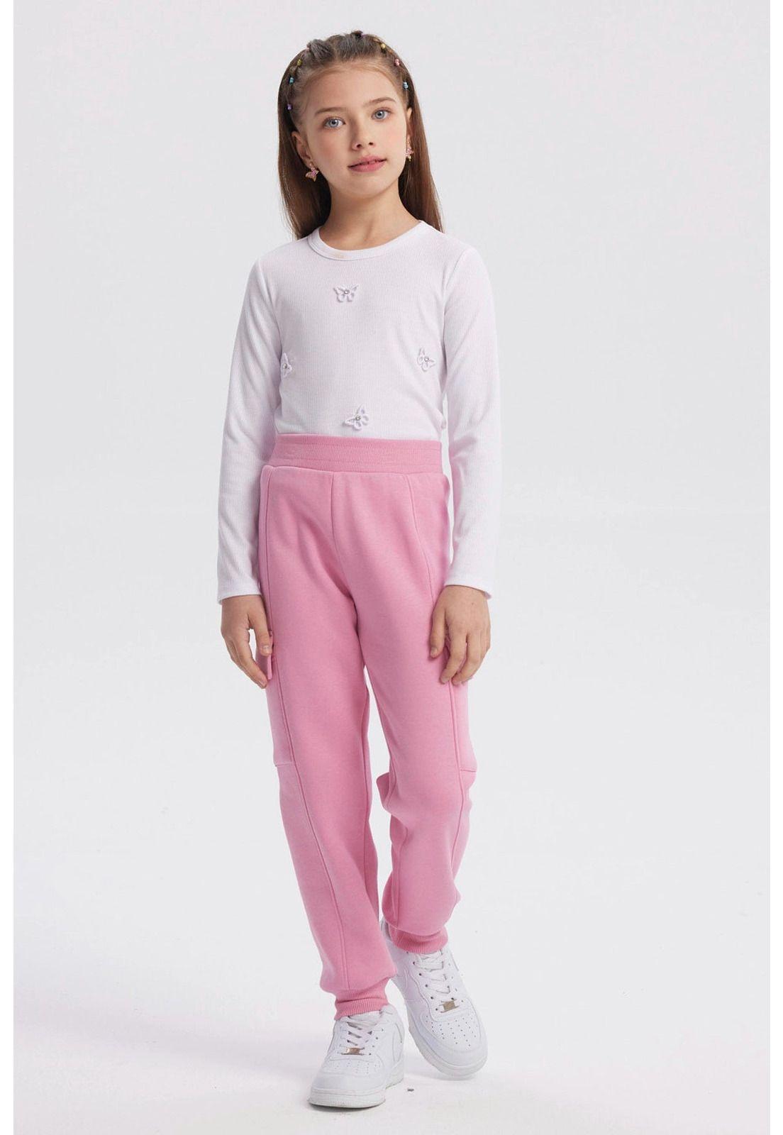 Pantalón Buzo Niña Pitillo Rosado-3