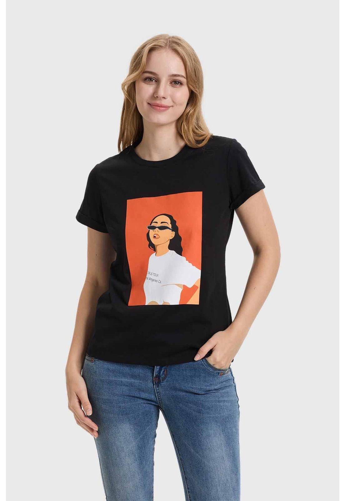 Polera Mujer Gráfica Roll Up Negro - lll-0