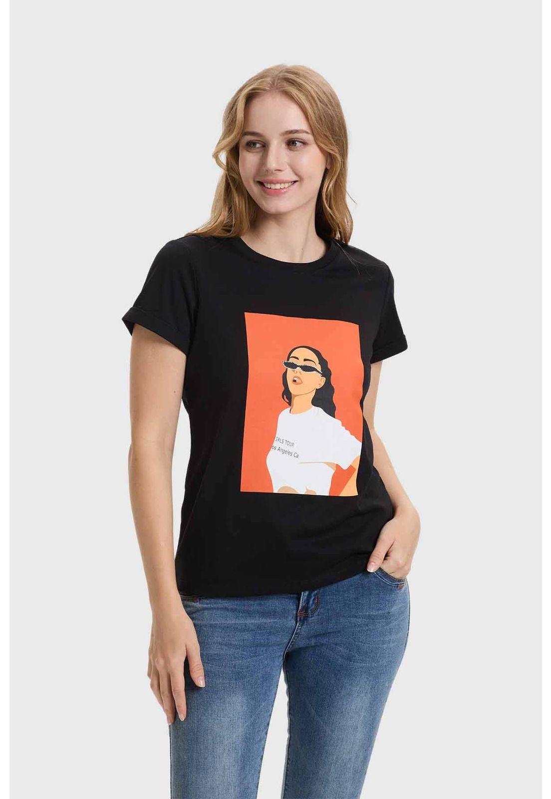 Polera Mujer Gráfica Roll Up Negro - lll-1