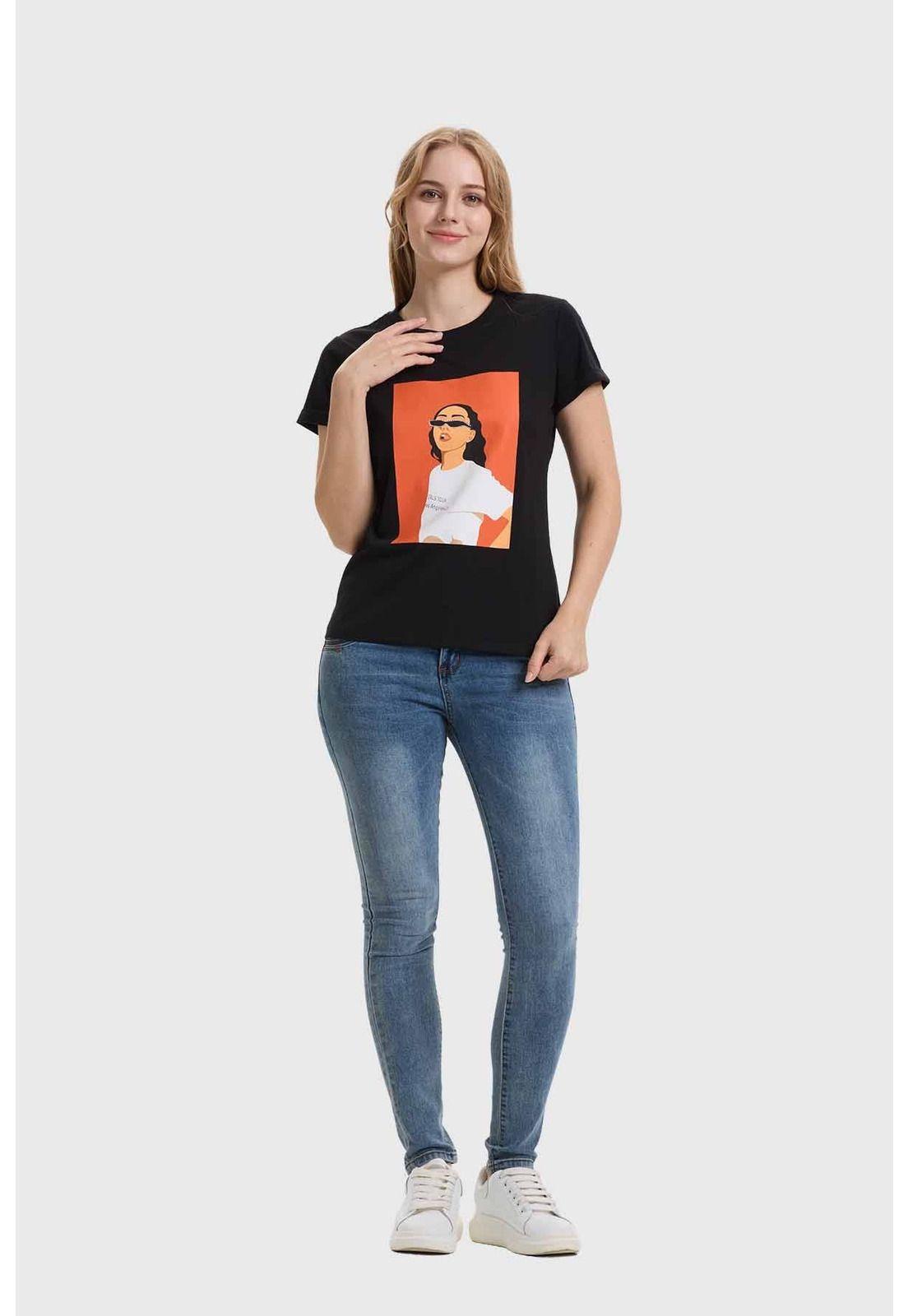 Polera Mujer Gráfica Roll Up Negro - lll-3