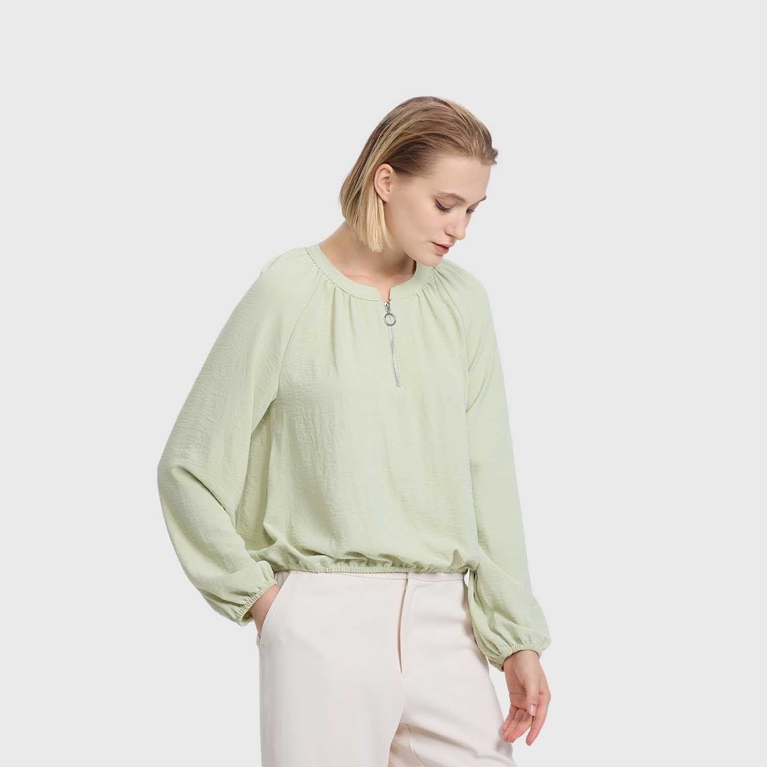 Blusa Mujer Medio Cierre Verde Musgo Claro Fashion's Park-1