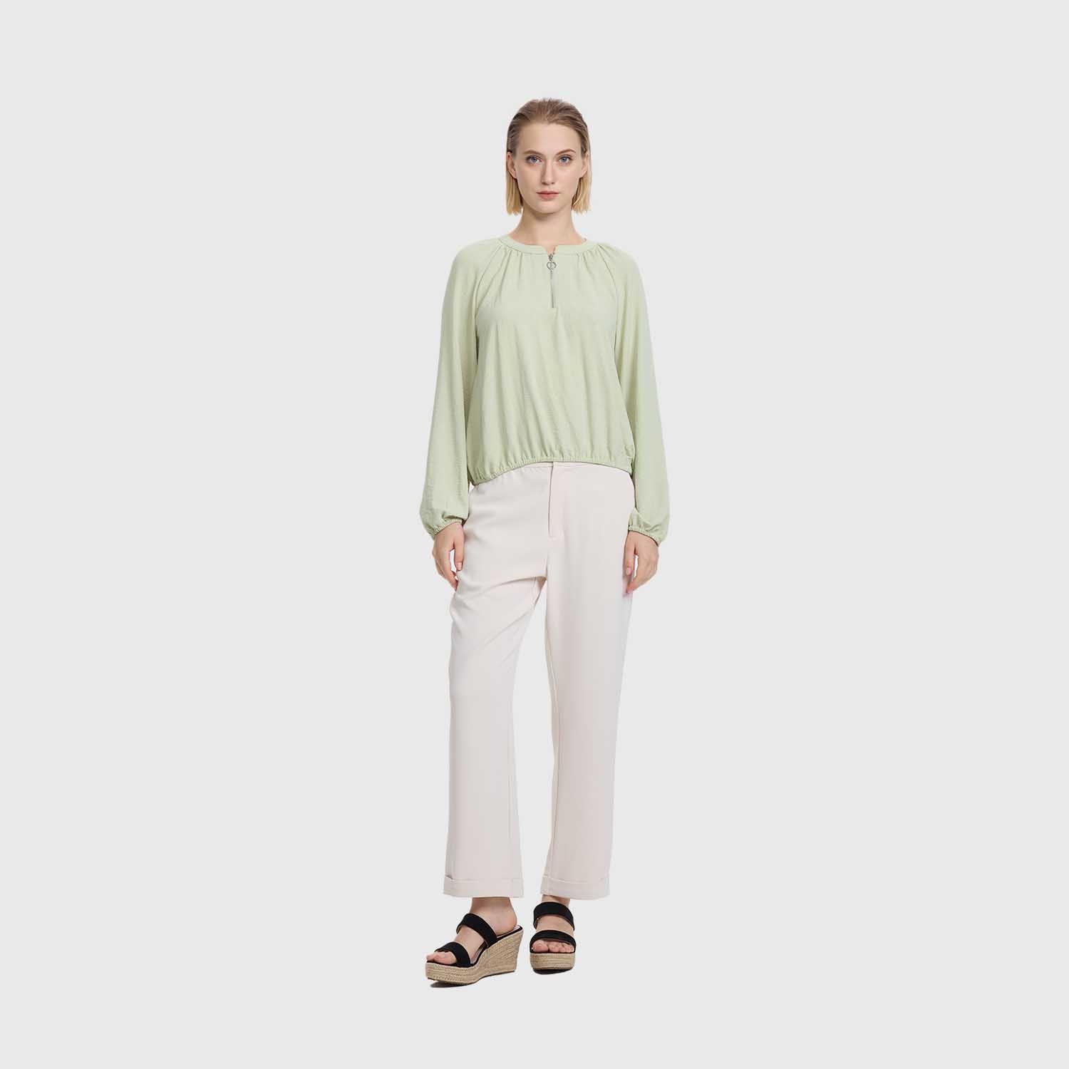 Blusa Mujer Medio Cierre Verde Musgo Claro Fashion's Park-3