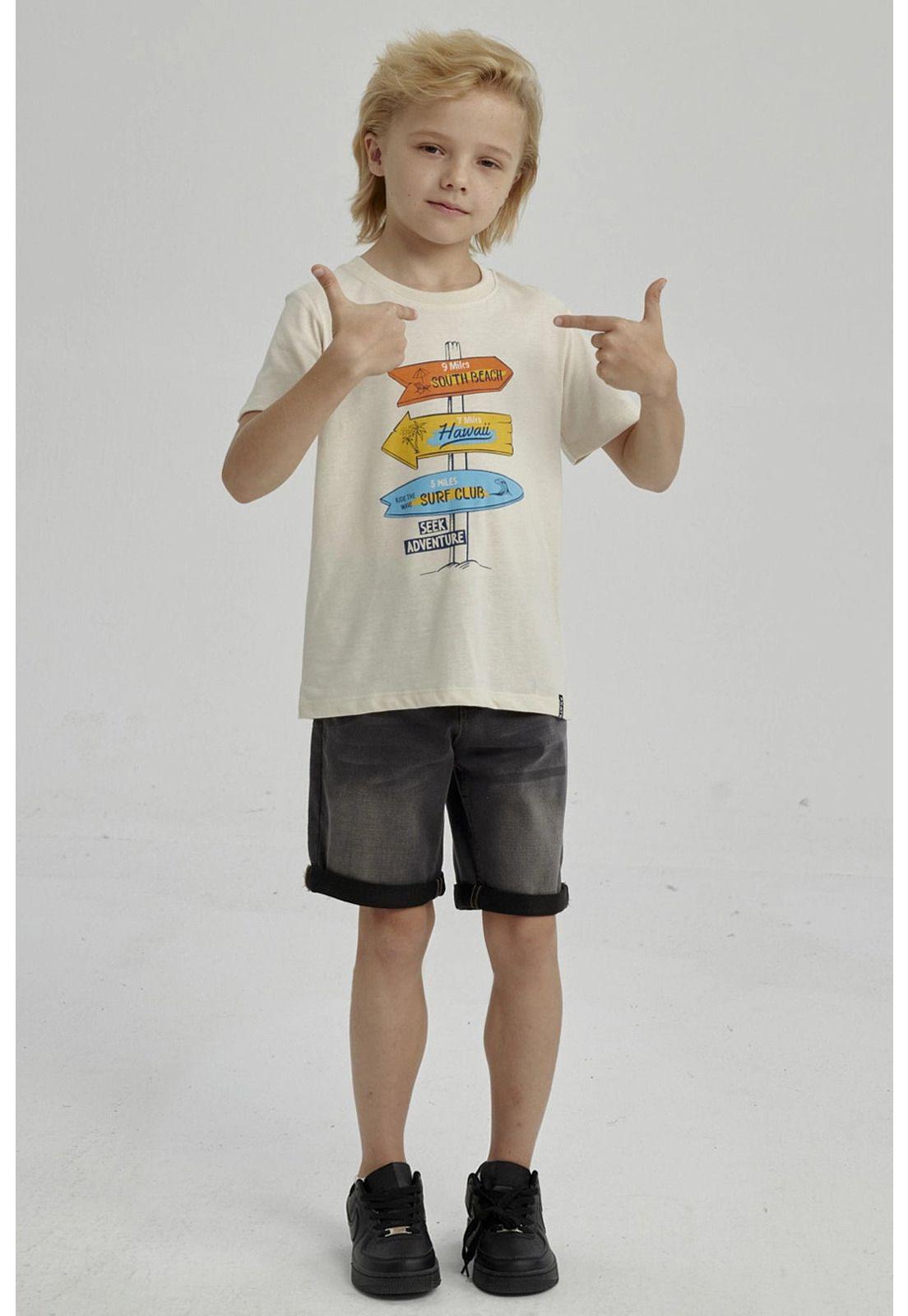 Polera Niño Básica Estampada Crudo - lll-1