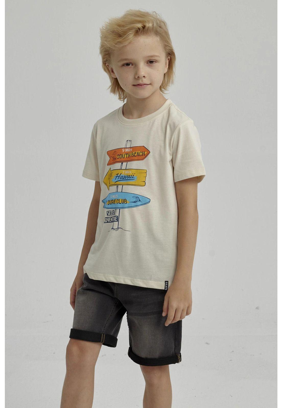 Polera Niño Básica Estampada Crudo - lll-3