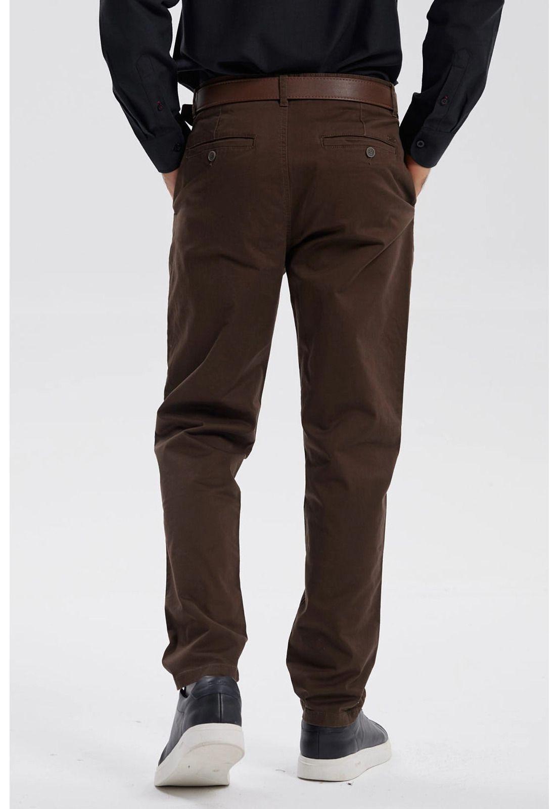 Pantalón Hombre Chino Cinturón Café-2