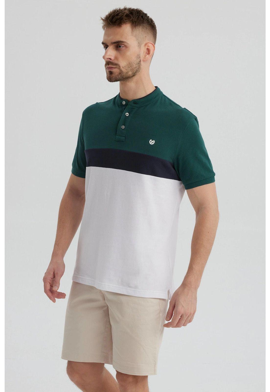 Polera Hombre Franjas Verde-1