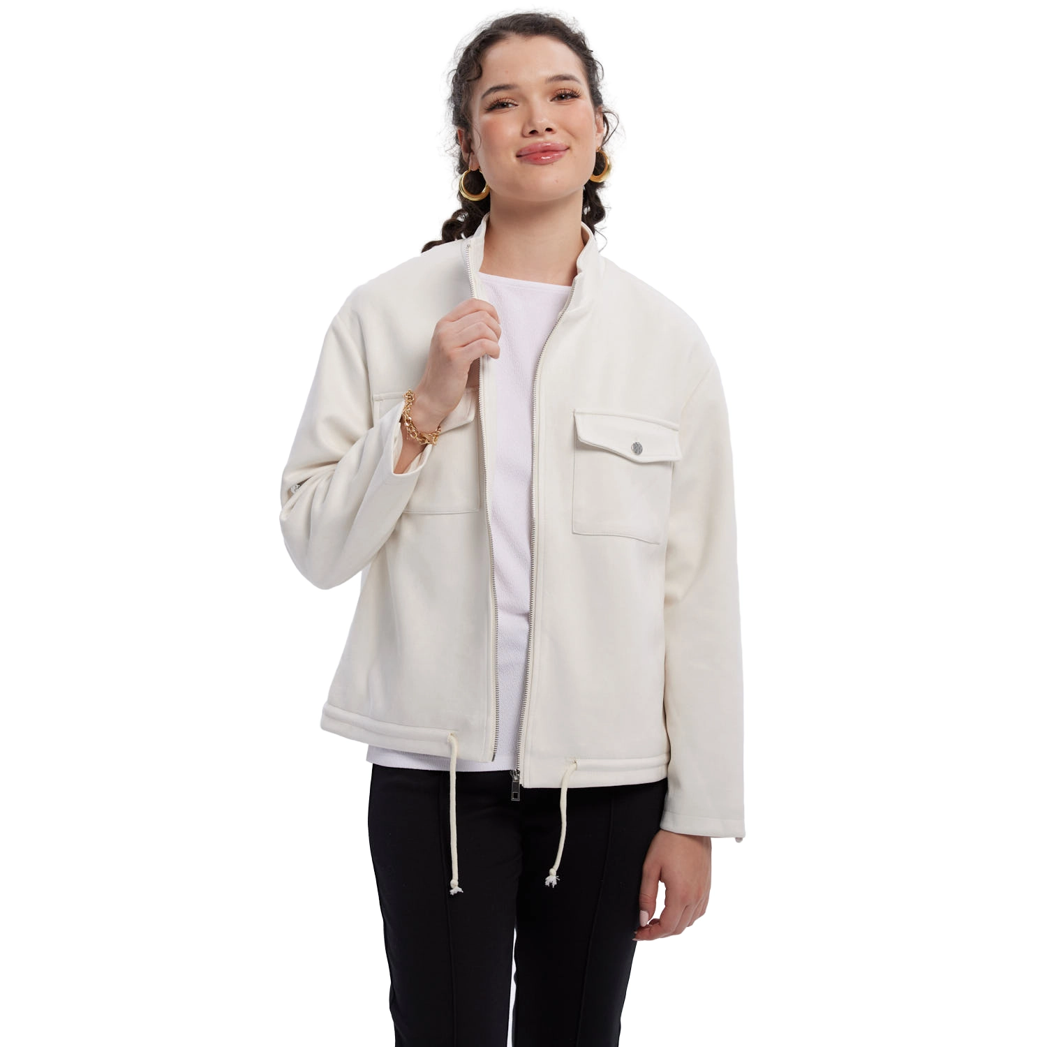Chaqueta Mujer Gamuza Crema-3
