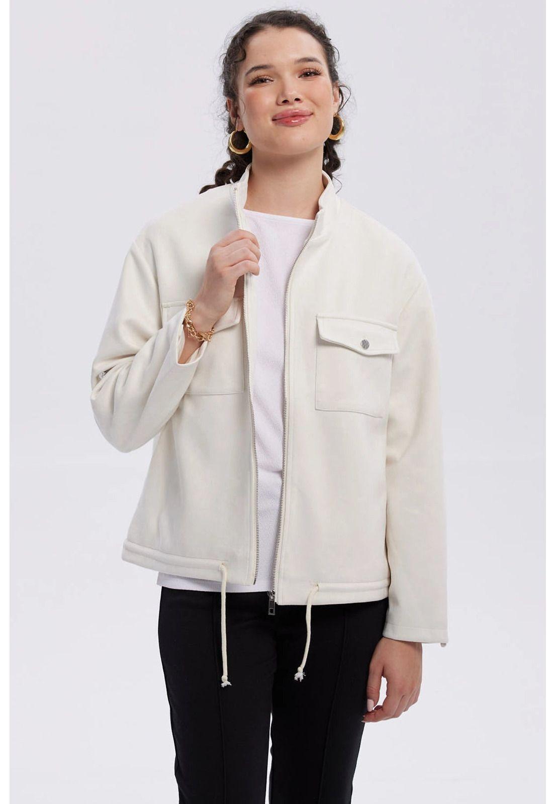 Chaqueta Mujer Gamuza Crema-0