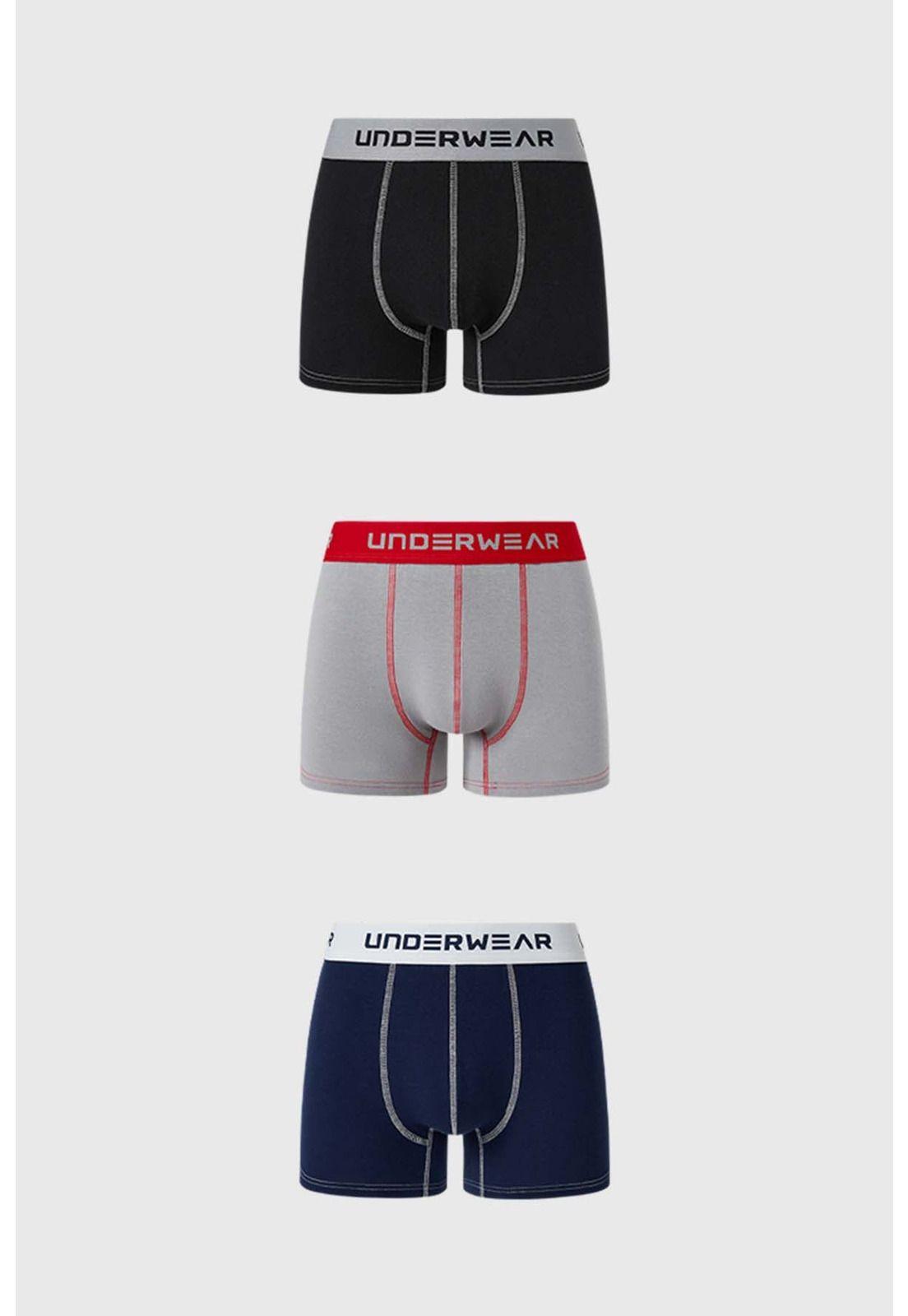 Bóxer Hombre Tripack Corto Gris Oscuro-0