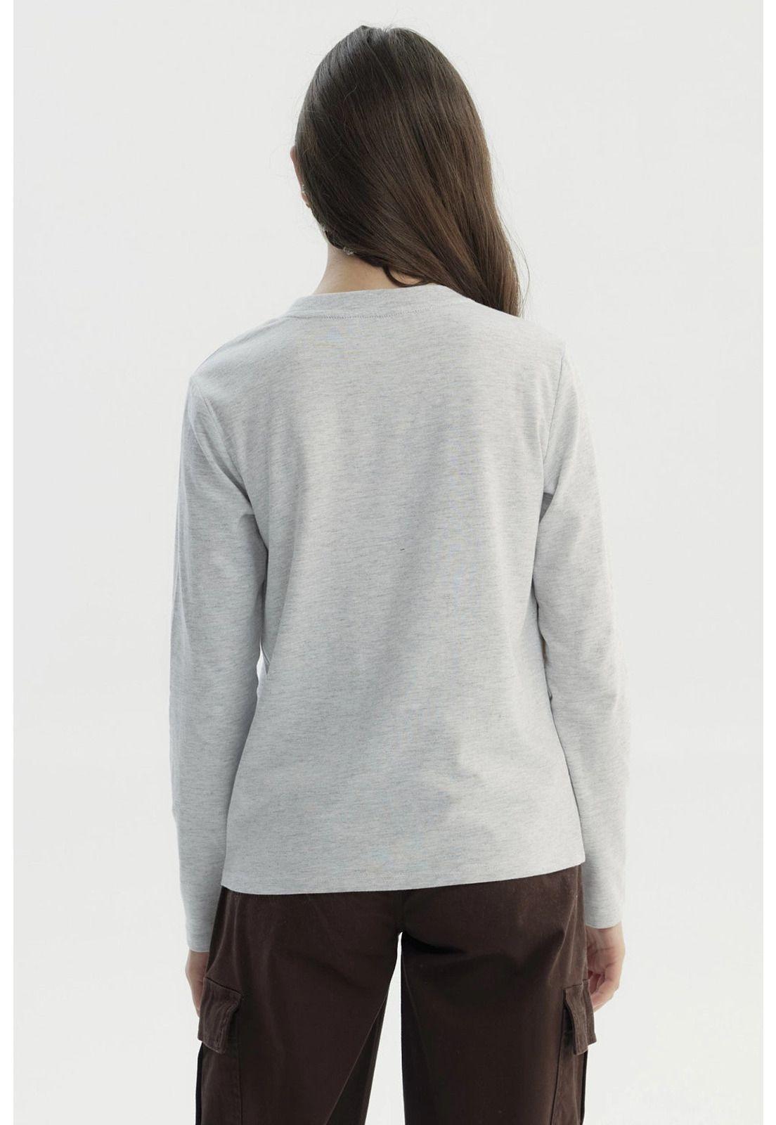 Polera Niña Básica Teen Gris Melange-2