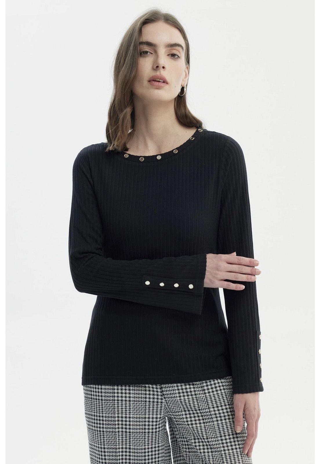 Polera Mujer Slim Negro - Vlll-0