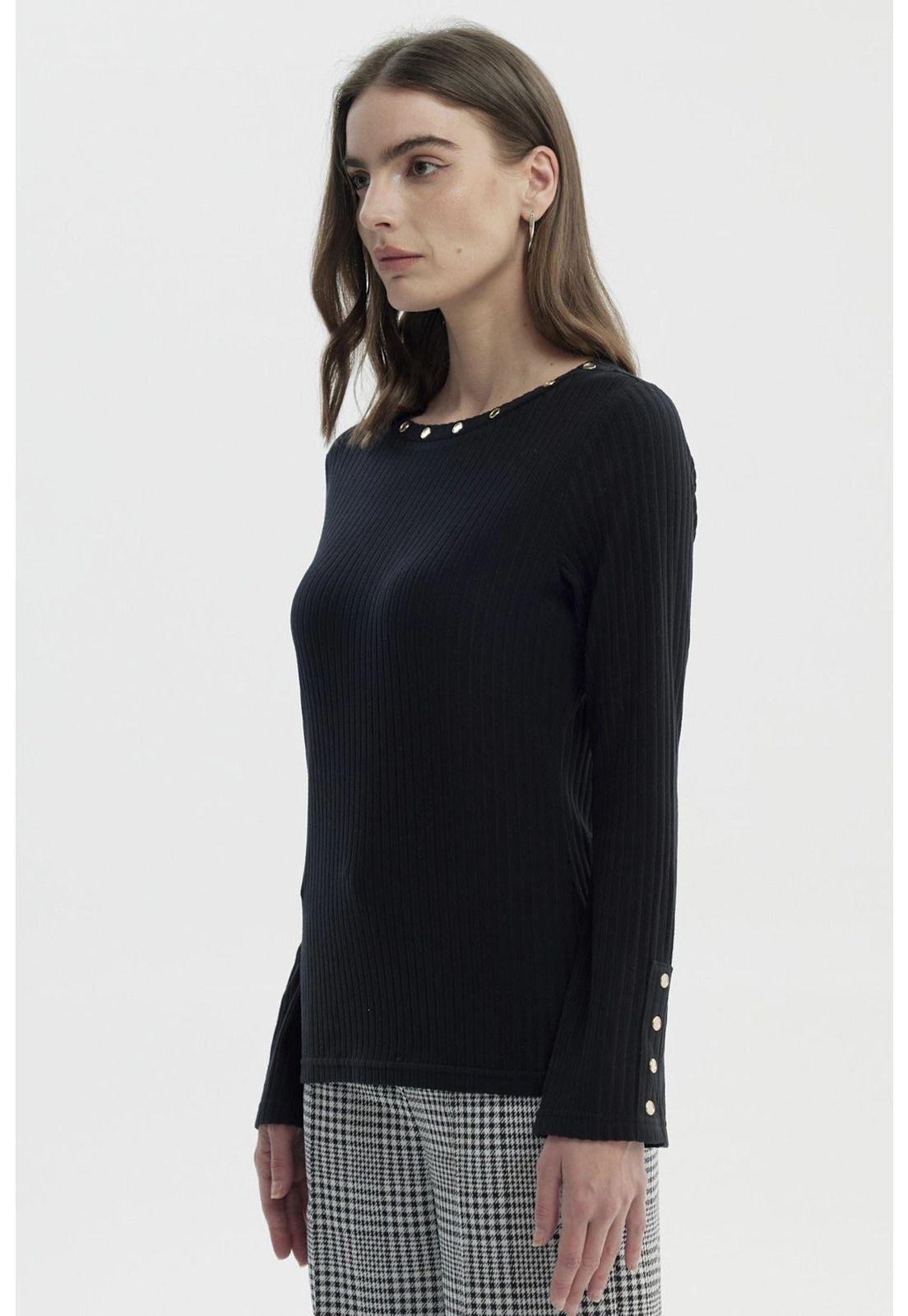 Polera Mujer Slim Negro - Vlll-1