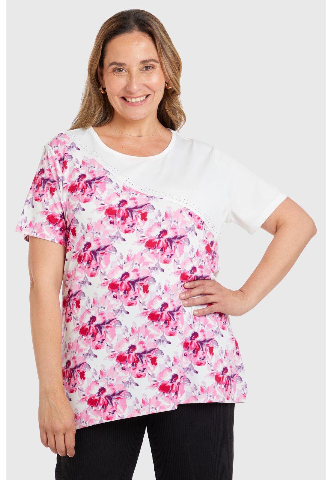 Polera Bloque Estampado Crudo-0