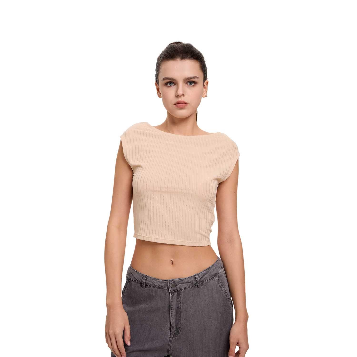 Polera Mujer Asimétrica Beige Fashion's Park-0