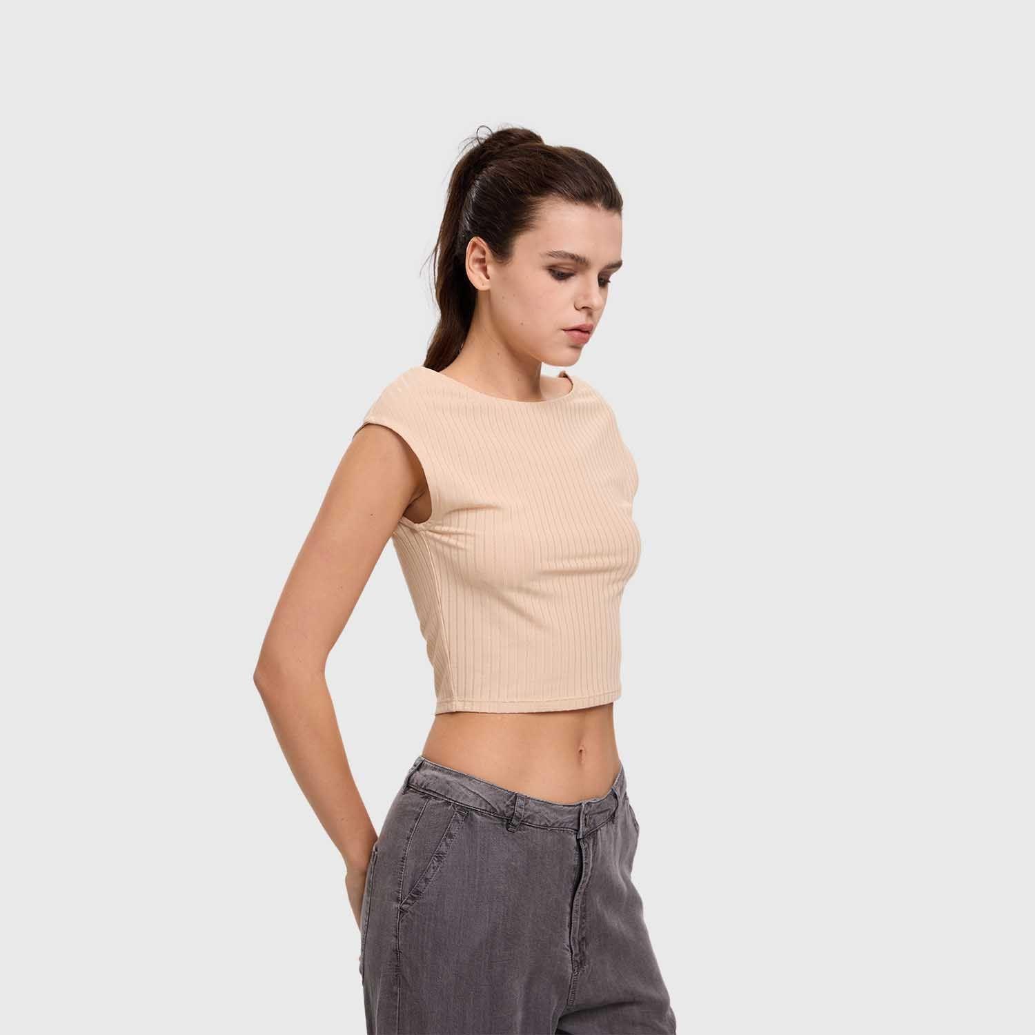 Polera Mujer Asimétrica Beige Fashion's Park-1