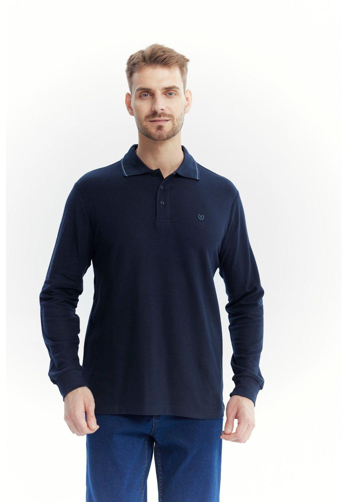 Polera Hombre Regular Azul Marino - lll-0