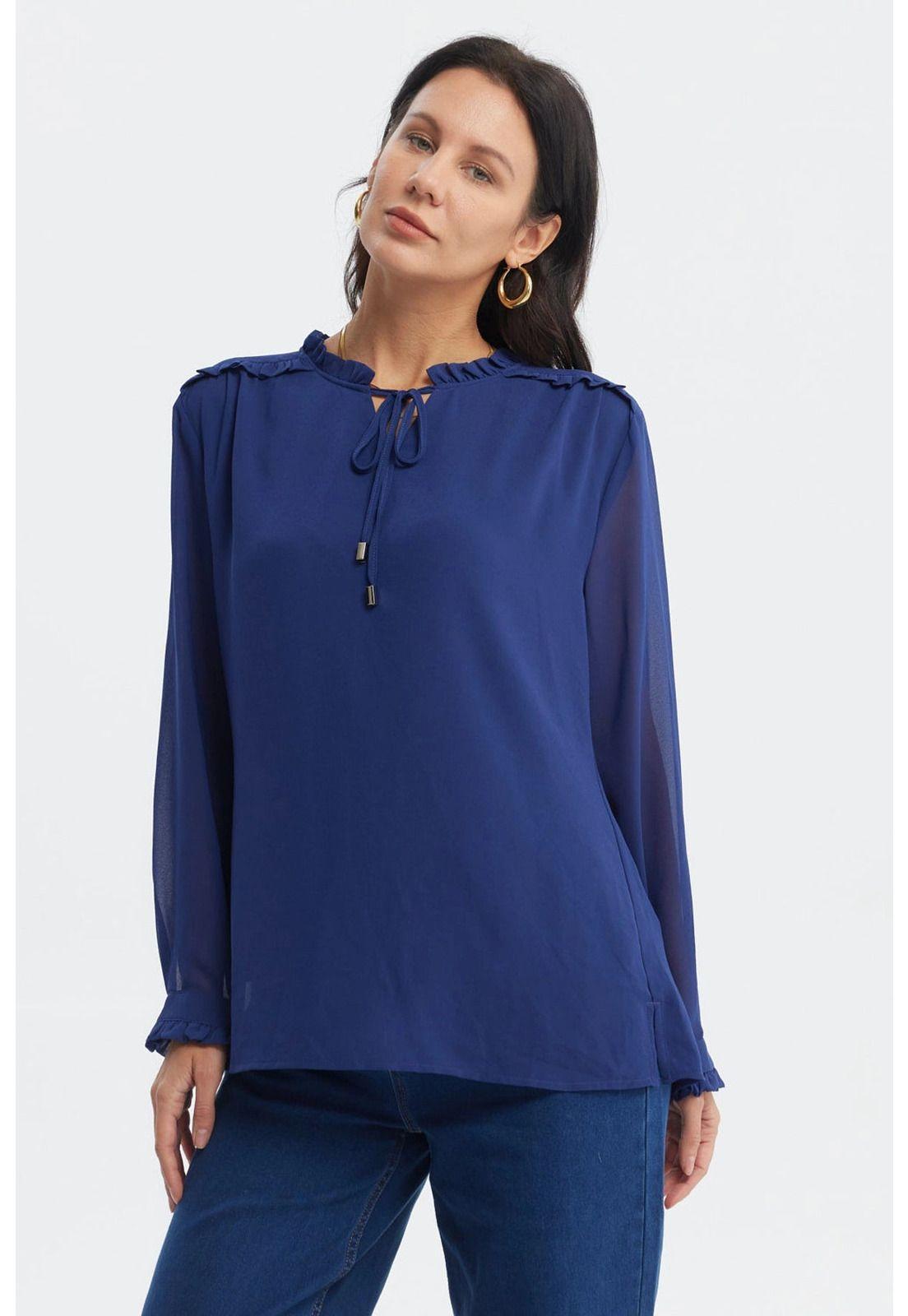 Blusa Mujer Slim Azul Oscuro-0