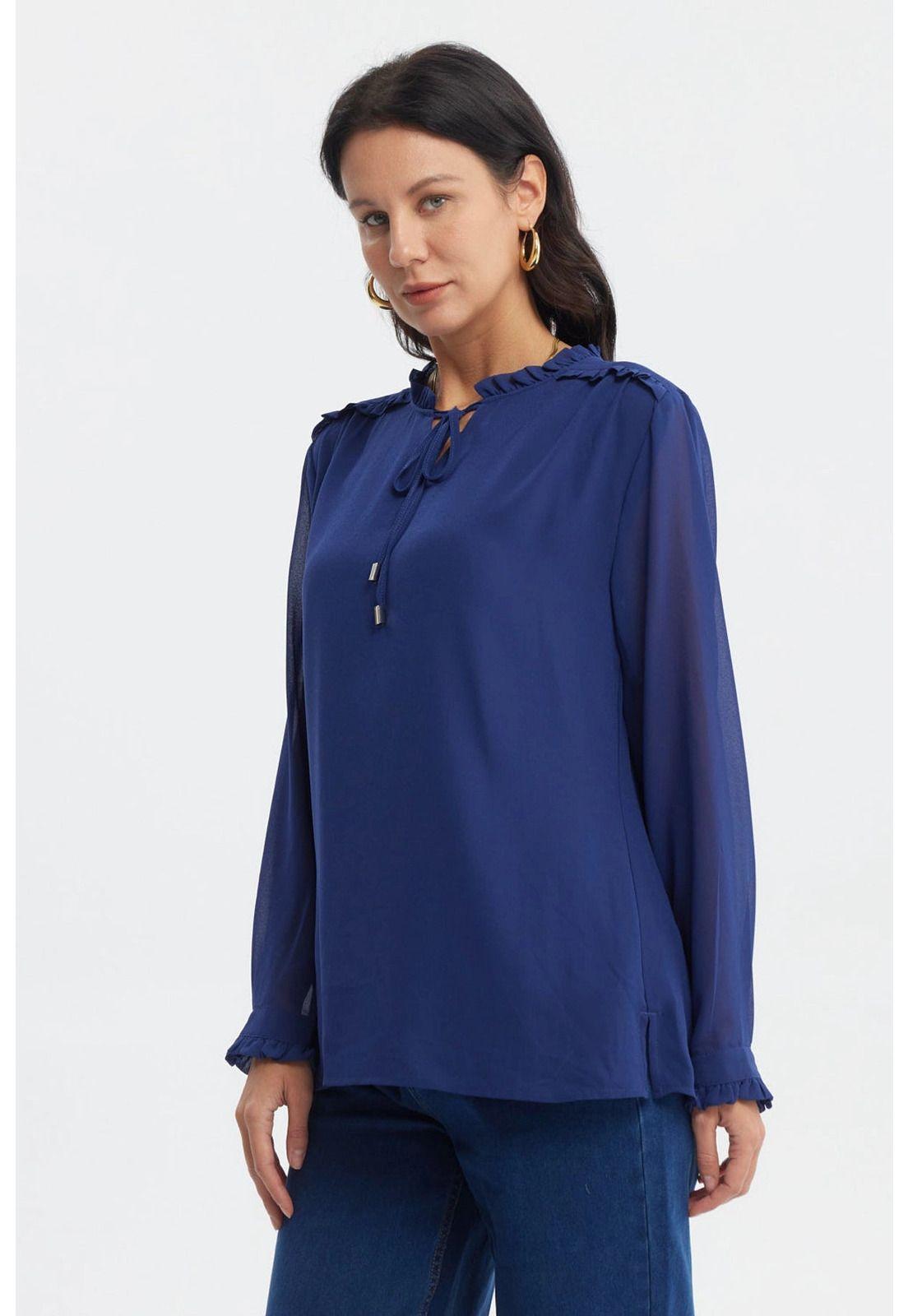 Blusa Mujer Slim Azul Oscuro-1