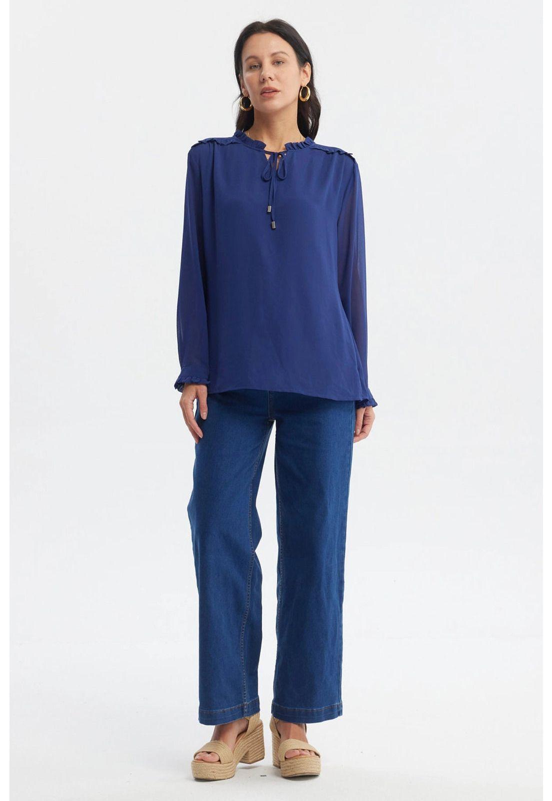 Blusa Mujer Slim Azul Oscuro-3