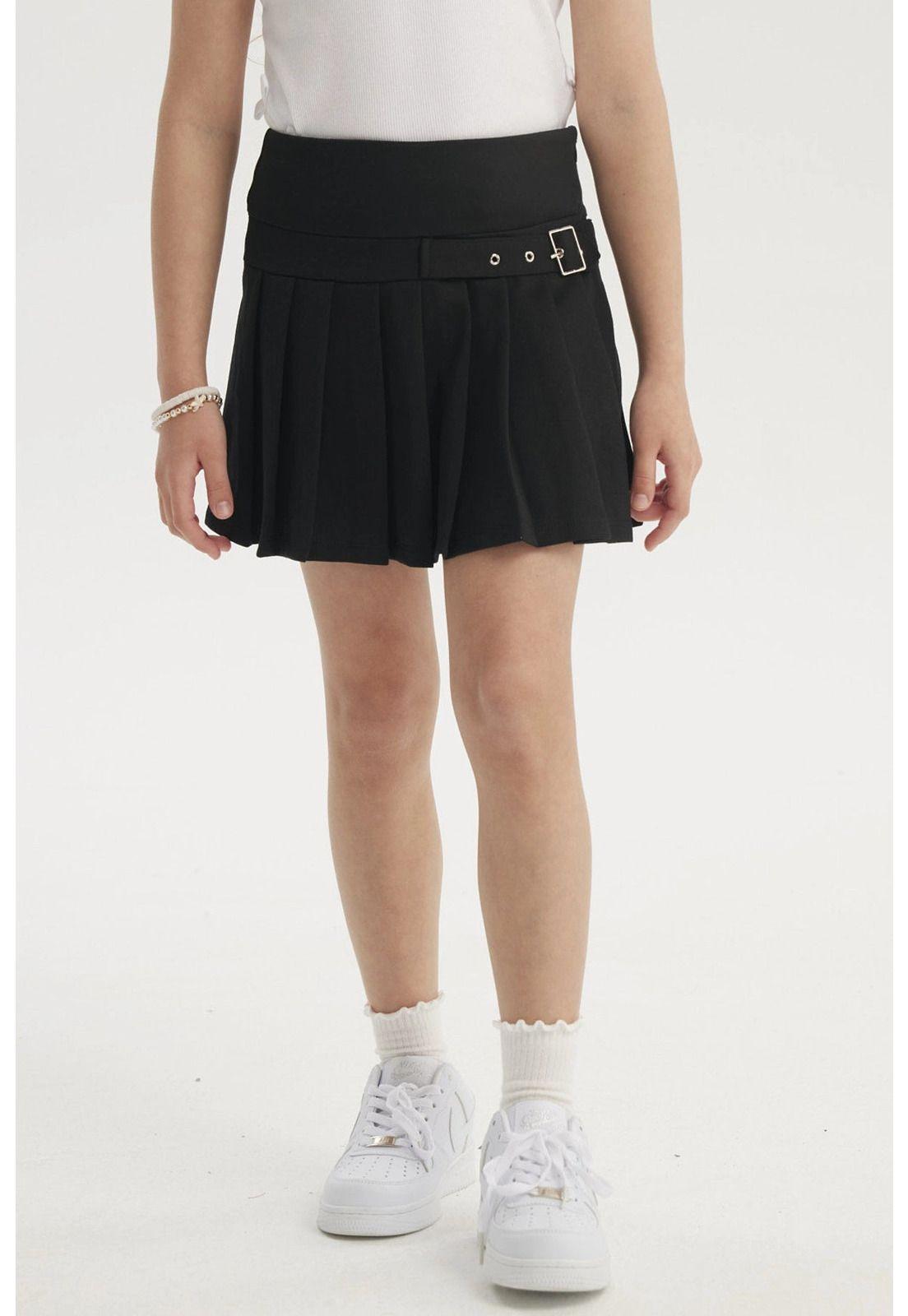 Falda Niña Tableada Negro-0