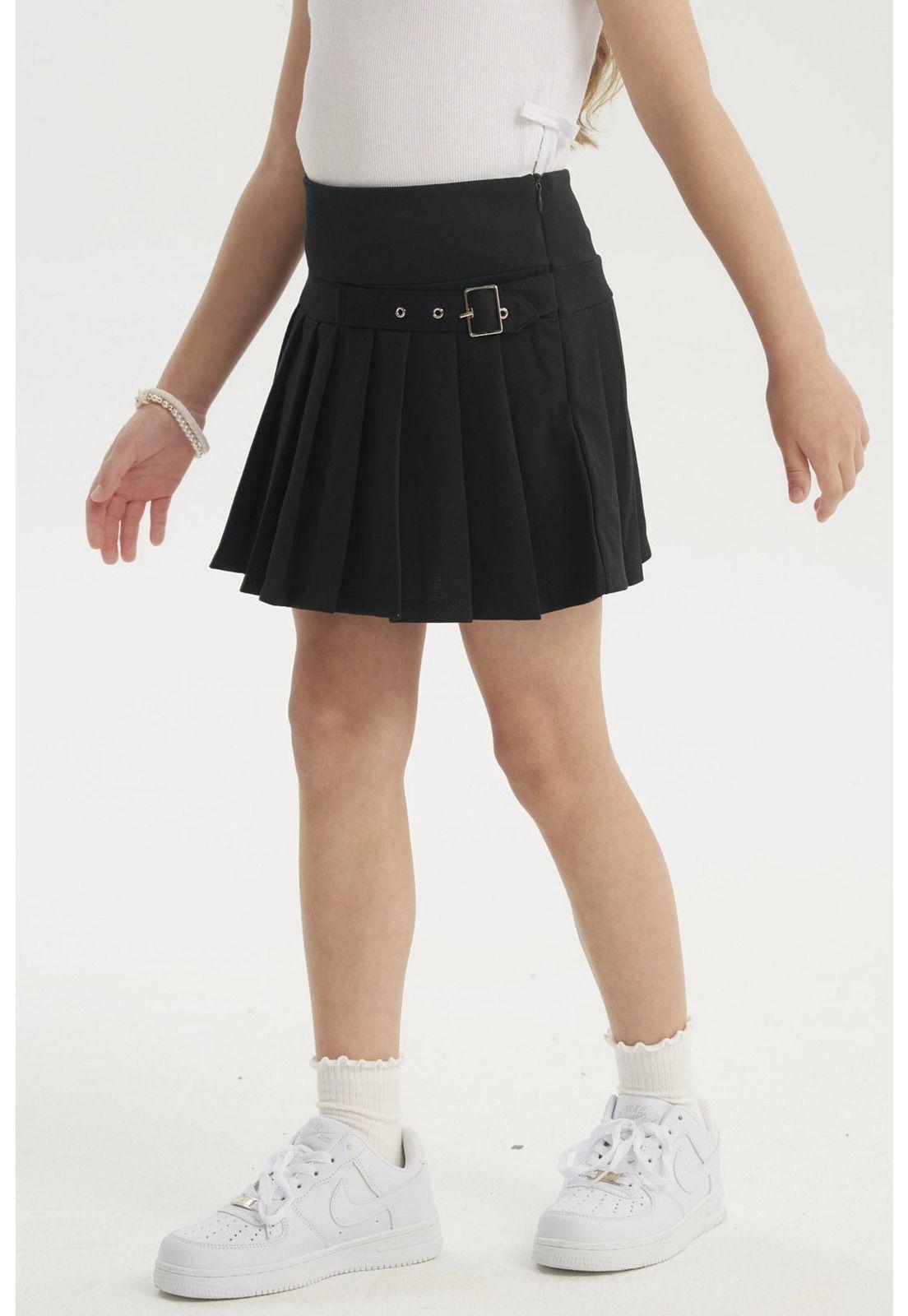 Falda Niña Tableada Negro-1