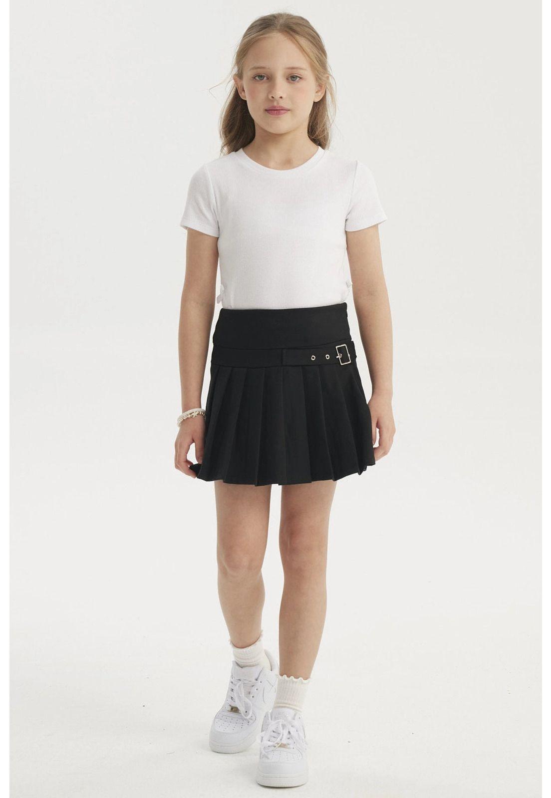 Falda Niña Tableada Negro-3