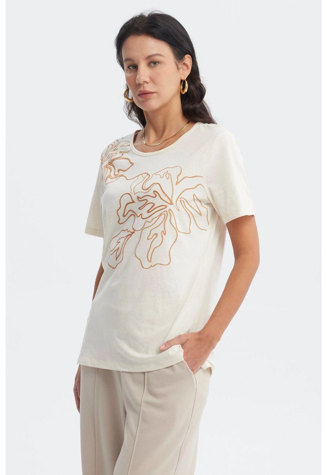 Polera Mujer Print Posicional Crema - ll-1