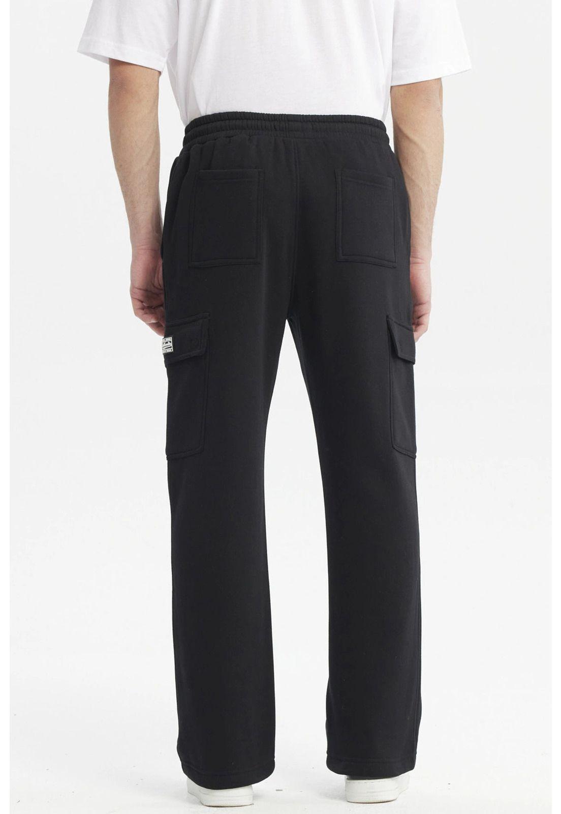 Pantalón Buzo Hombre Cargo Ajustable Negro-2