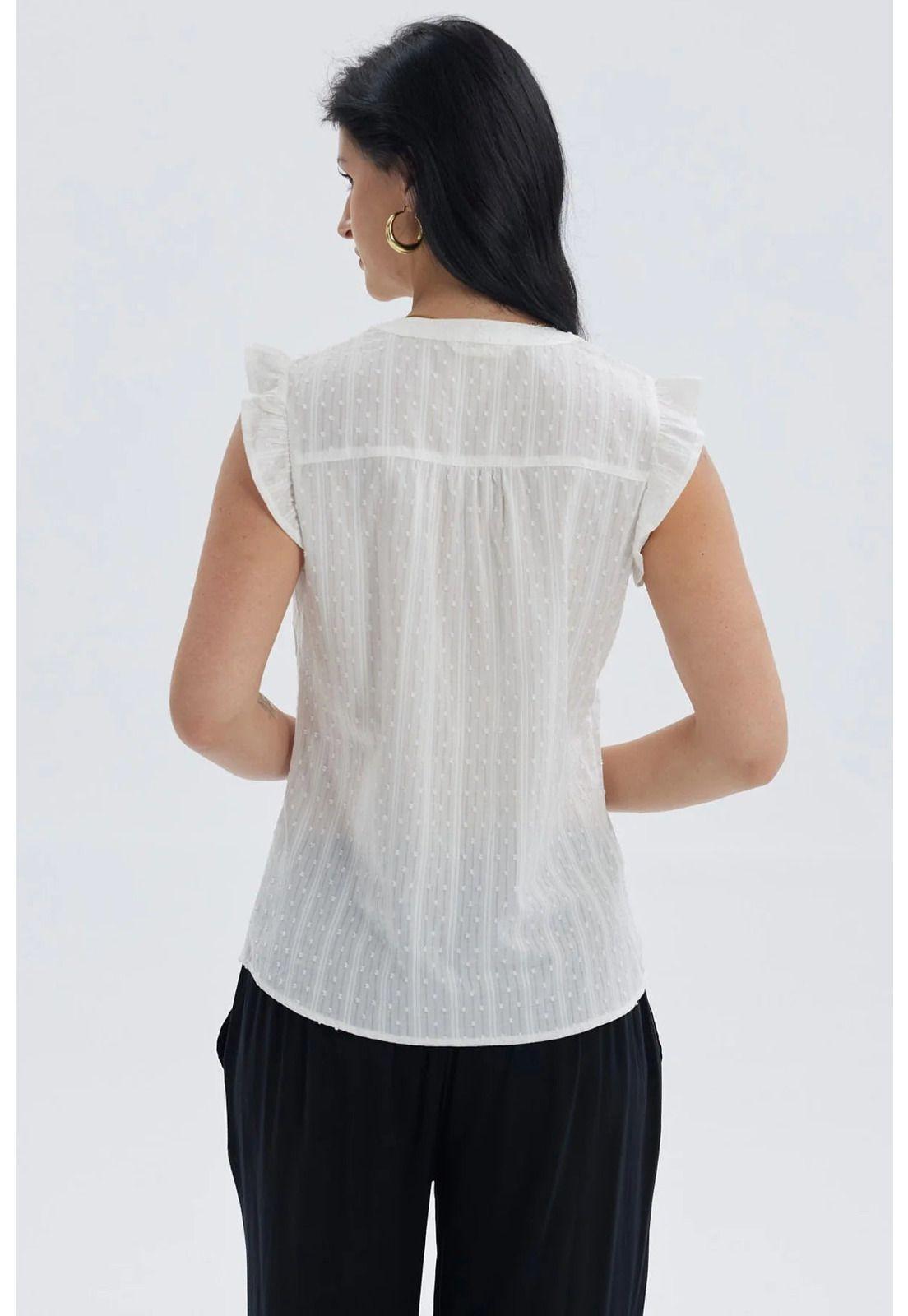 Blusa Mujer Vuelos Pata Botón Crudo-2