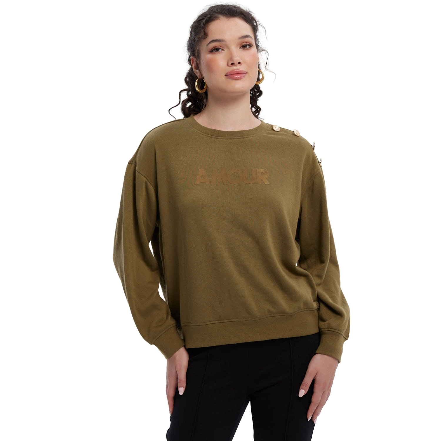 Polerón Mujer Print Posicional Verde Militar-2