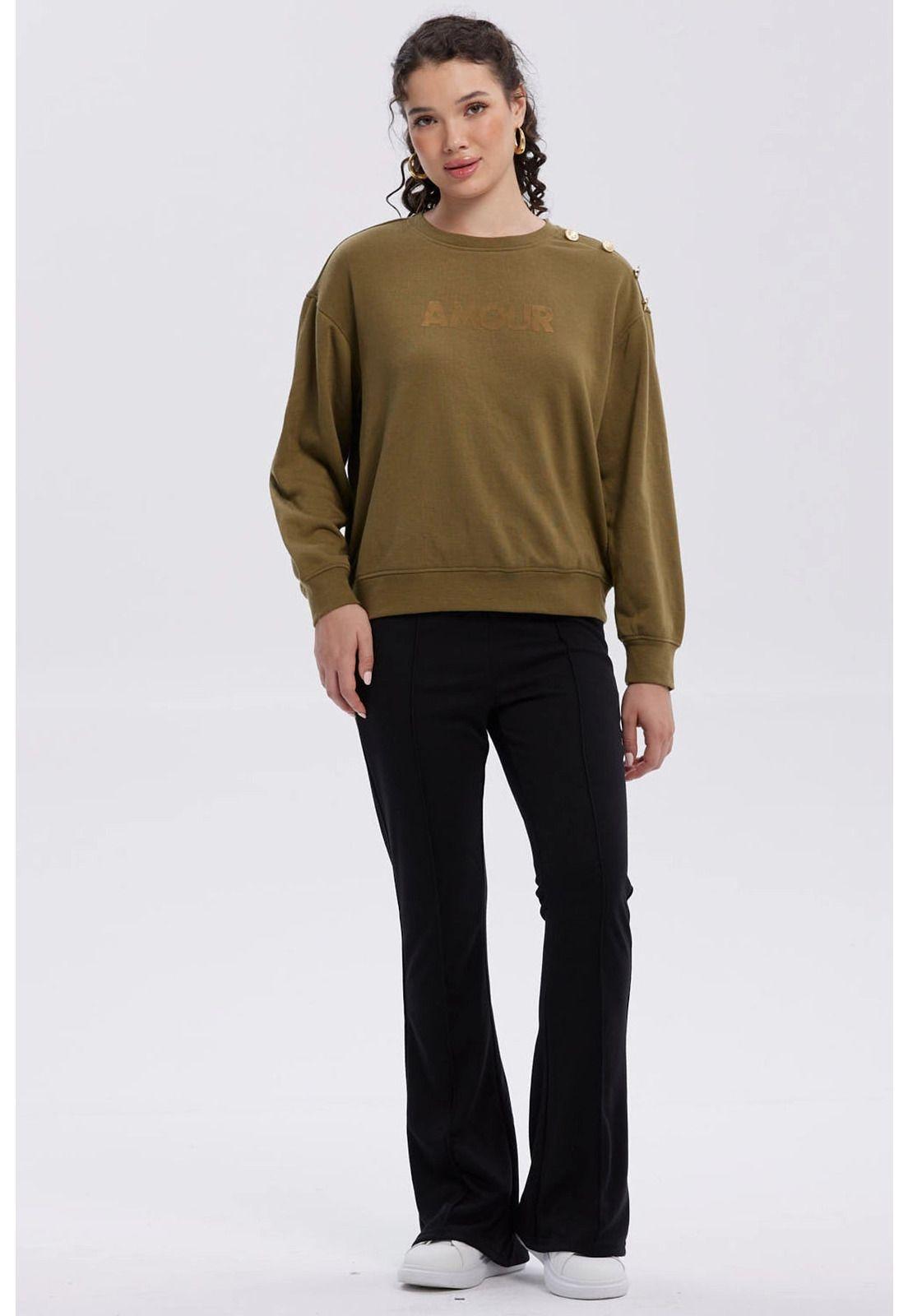 Polerón Mujer Print Posicional Verde Militar-3