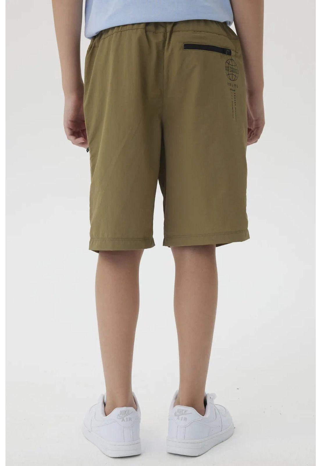 Bermuda Niño Con Cierre Verde Militar-2