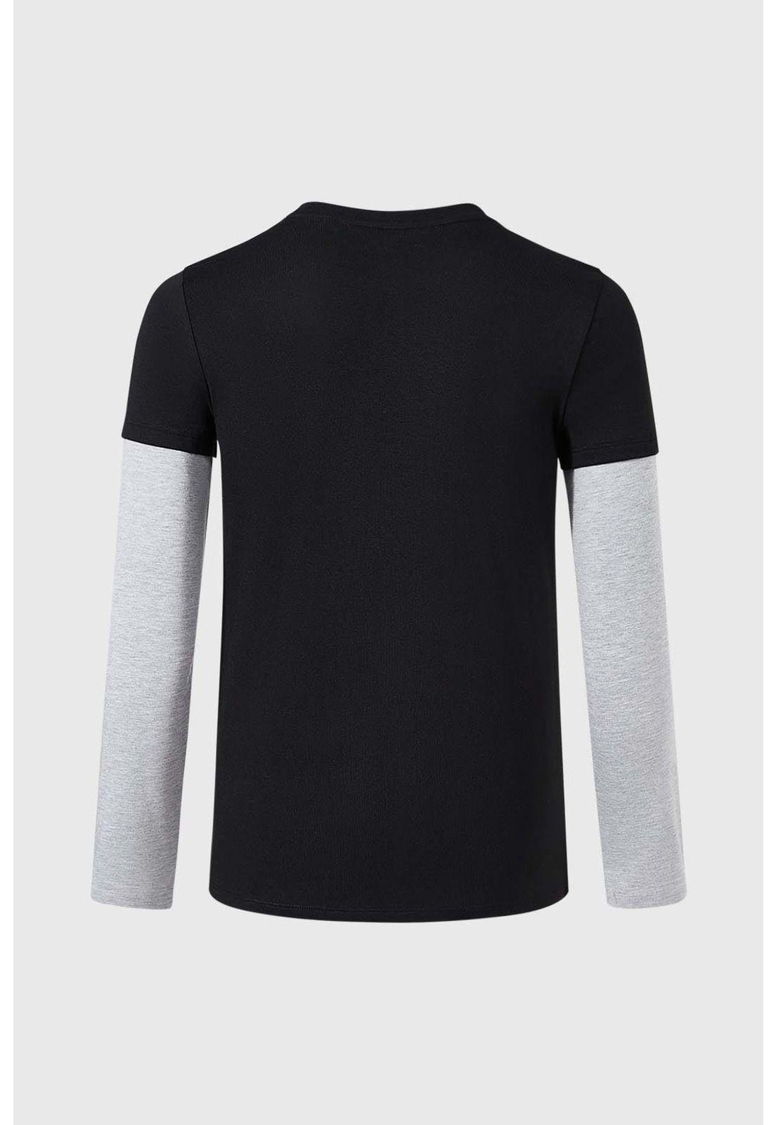 Polera Niño Doble Manga Básica Negro - lll-1