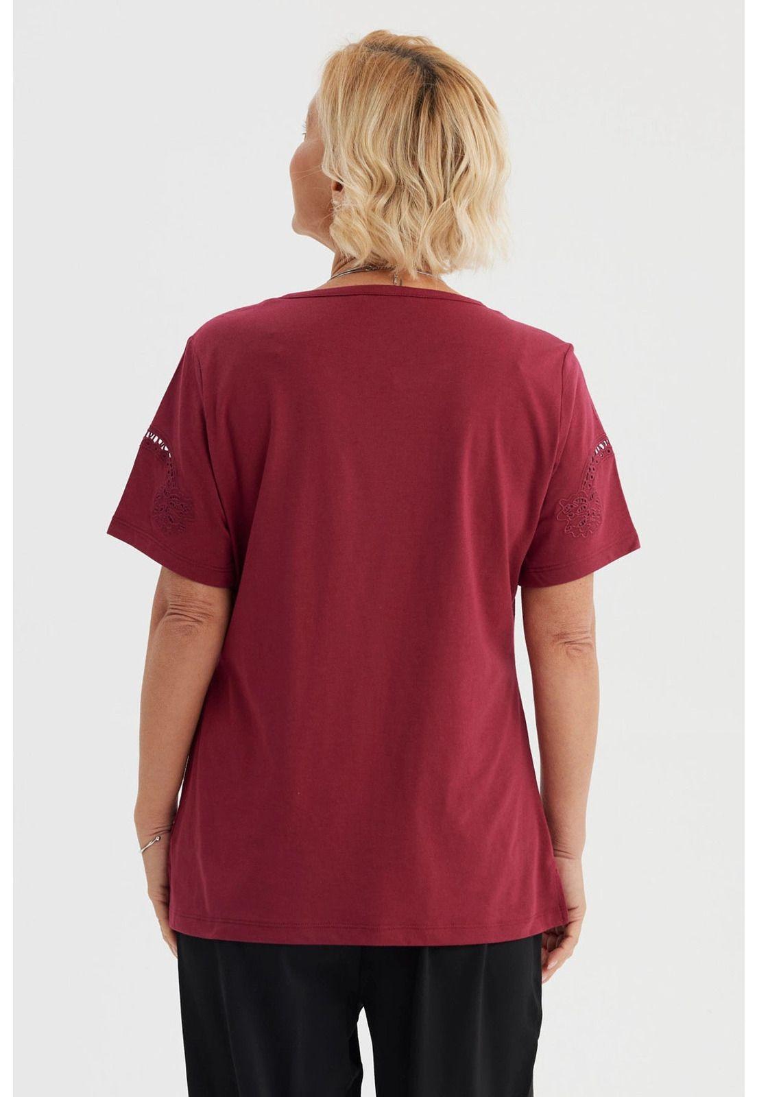 Polera Mujer Detalle Mangas Rojo-2