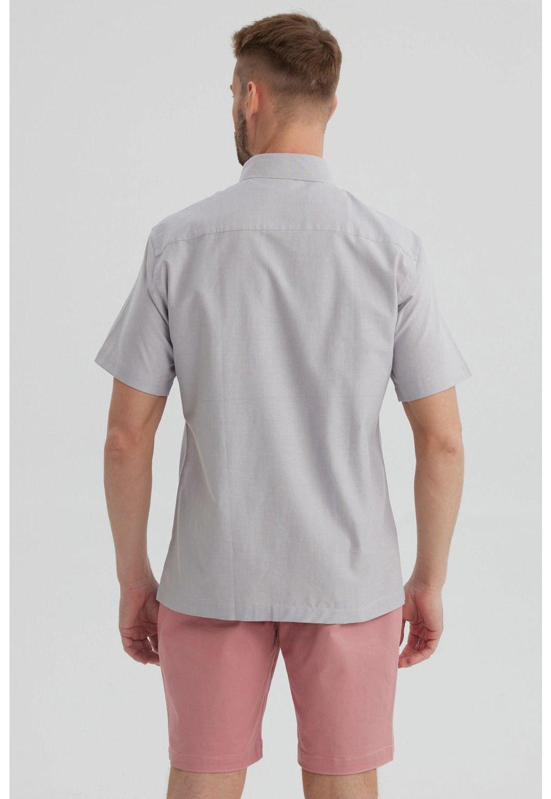 Camisa Hombre Oxford Con Logo Gris-2