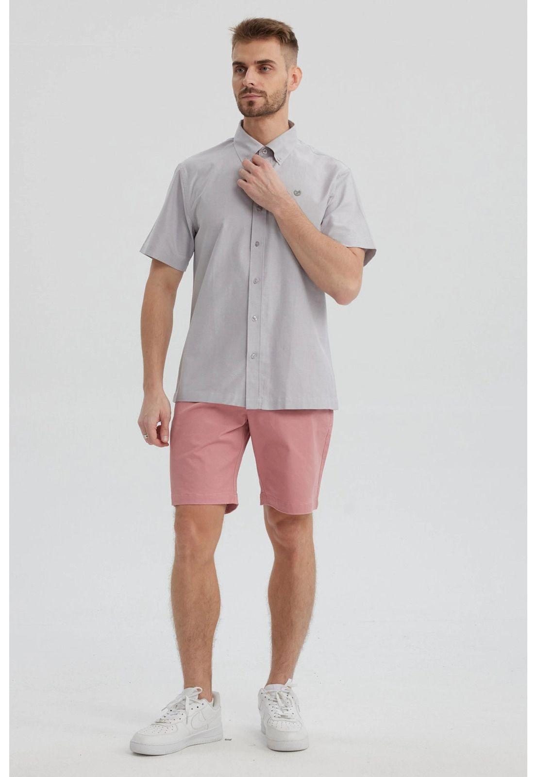 Camisa Hombre Oxford Con Logo Gris-3