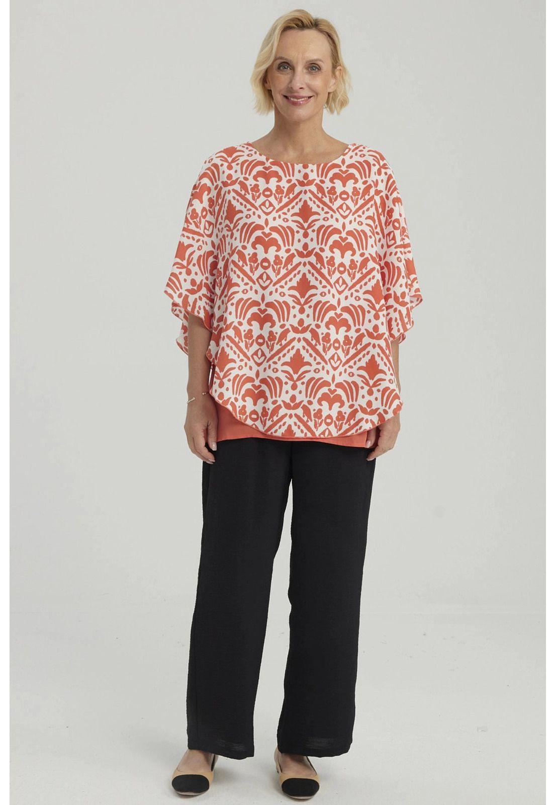 Blusa Mujer Túnica Peto Crep Terracota-3