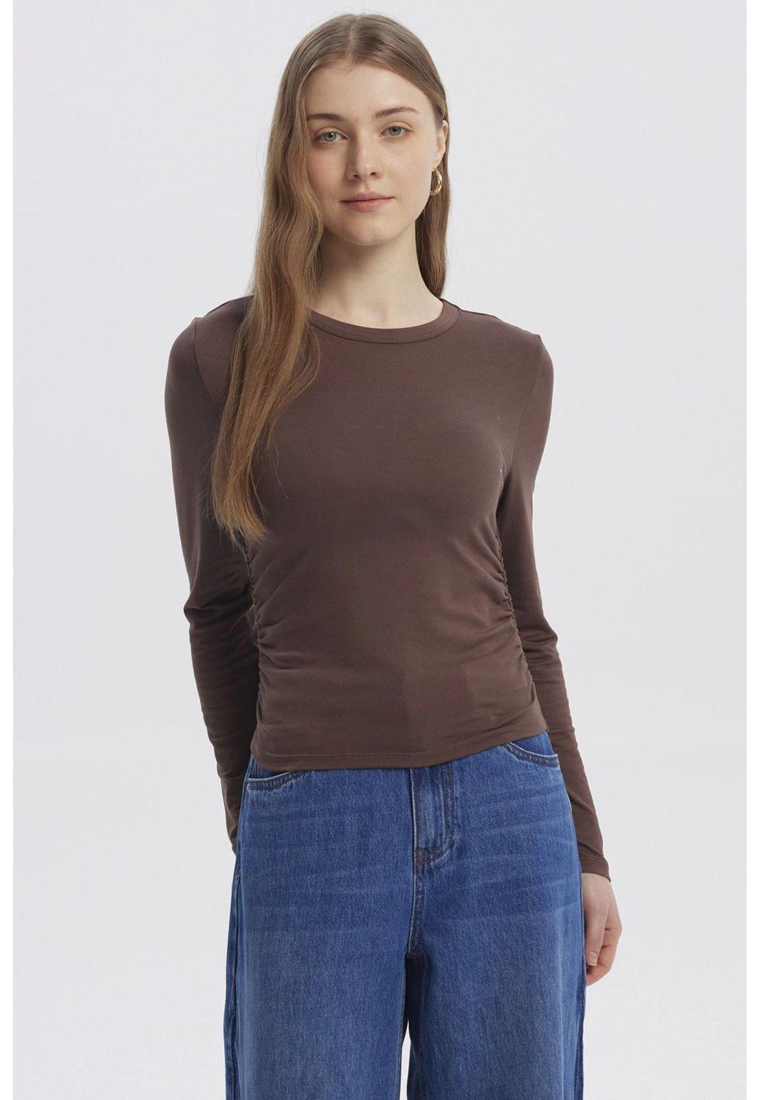 Polera Mujer Basic Café Oscuro - ll-0