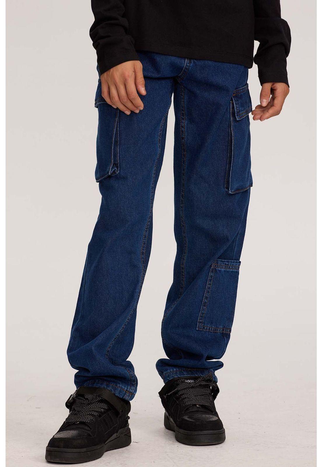 Jeans Niño Cargo Azul-0
