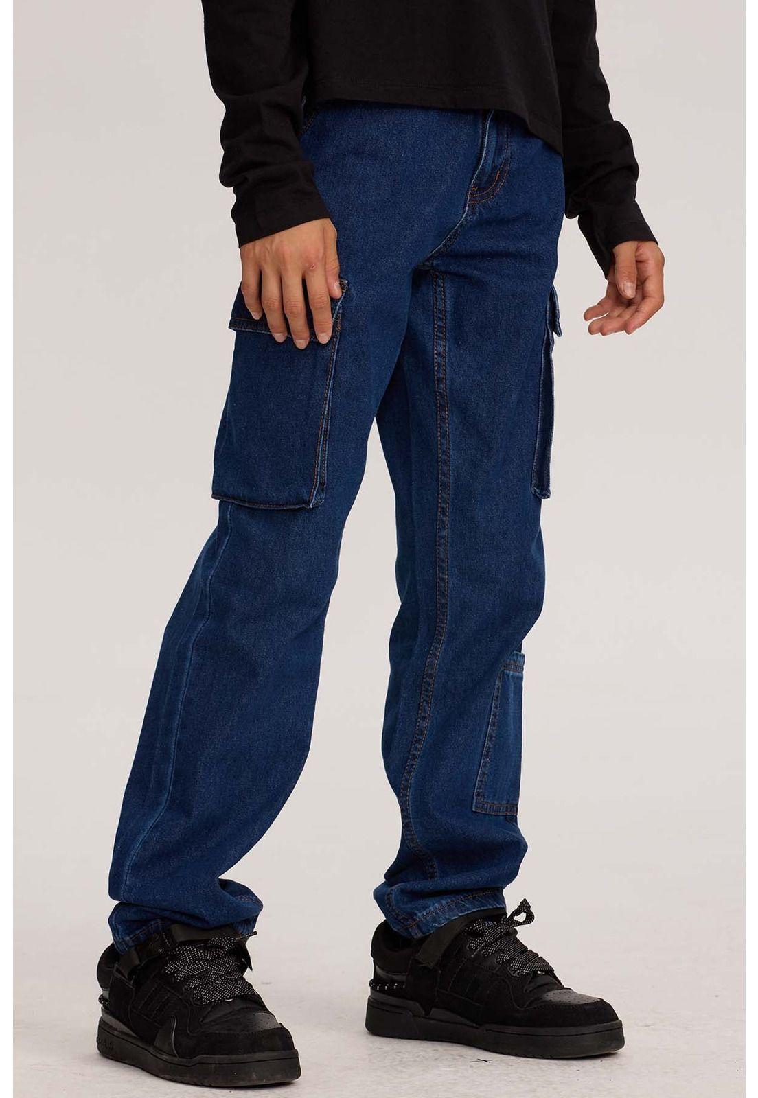 Jeans Niño Cargo Azul-1