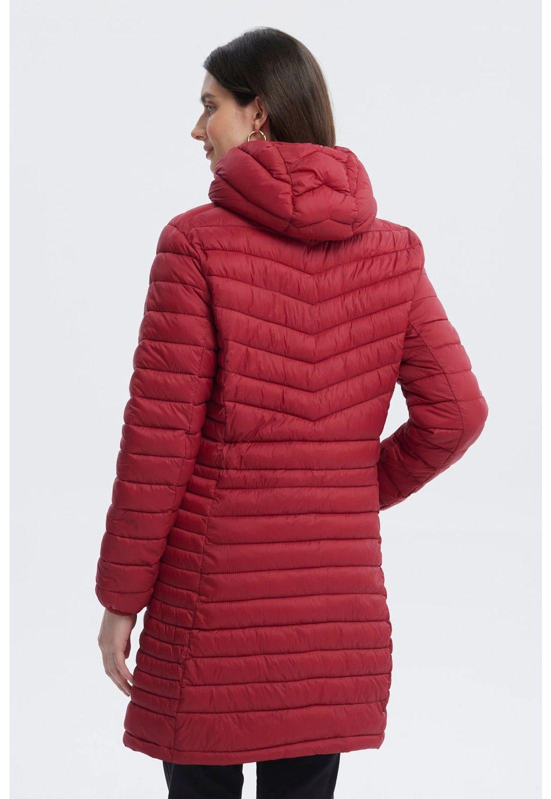 Parka Mujer Larga Básica Rojo Oscuro-2