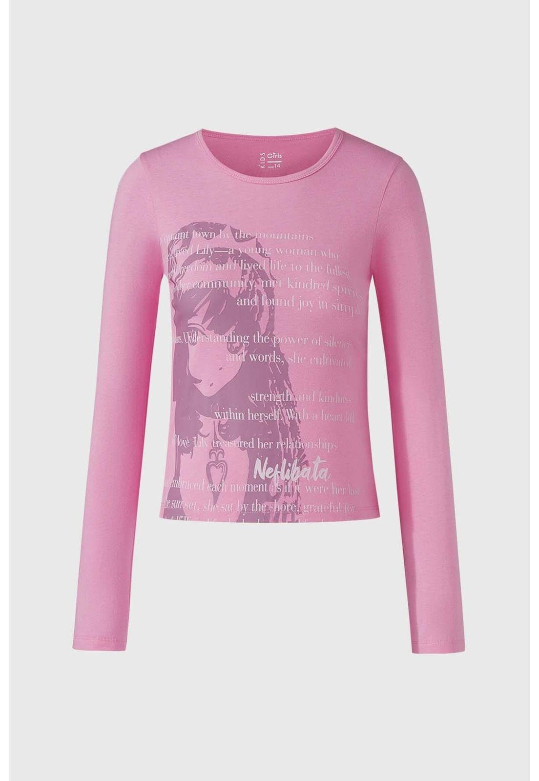 Polera Niña Print Rosa-0