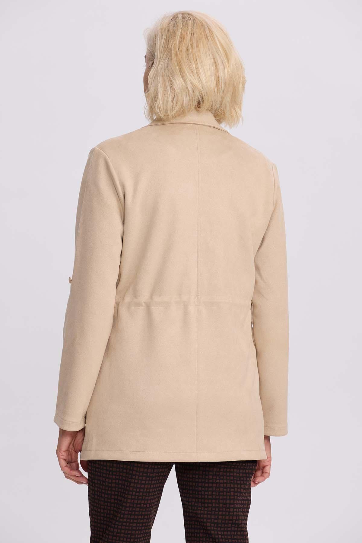 Chaqueta Mujer Recogido Beige-2